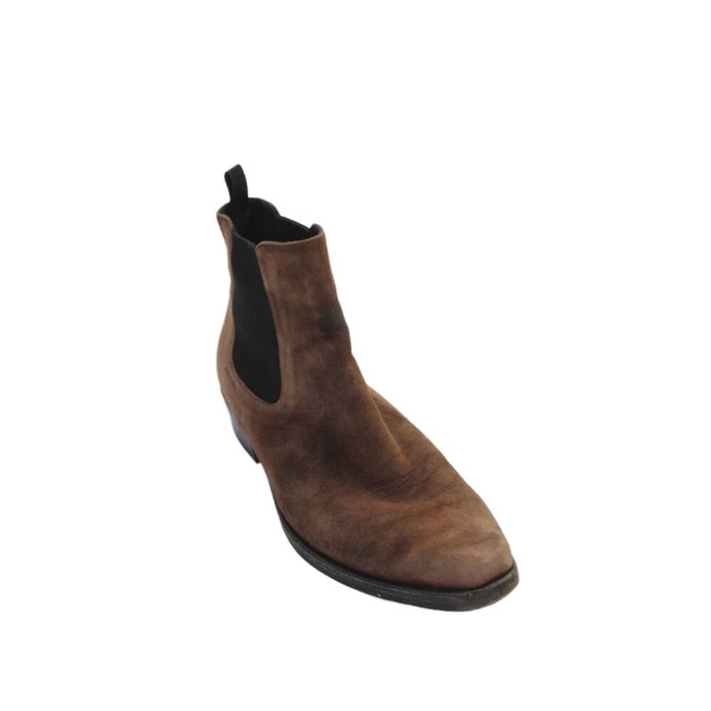 Prada Womens Suede Low Heels Ankle Boots Shoes Brown Size 8